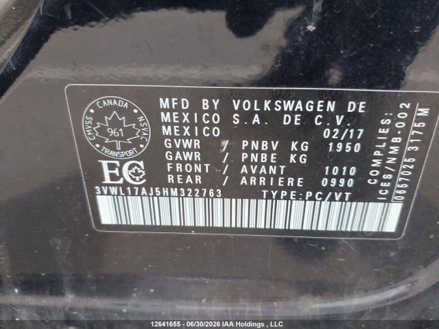 3VWL17AJ5HM322763 Volkswagen Jetta Sel/sel Premium