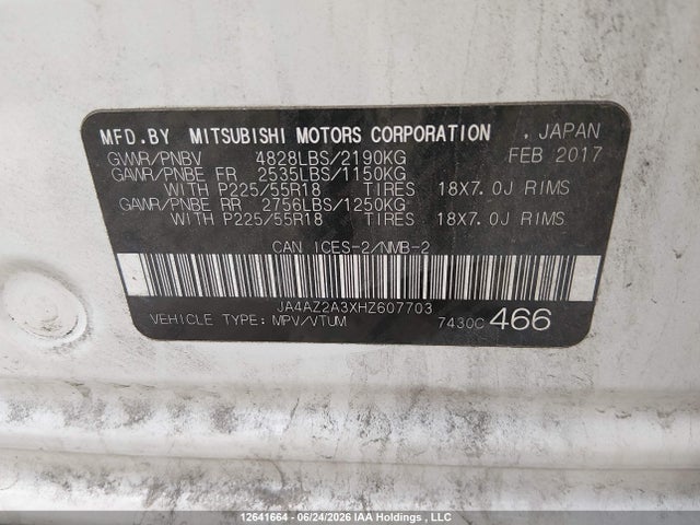 Mitsubishi Outlander Es 2017 JA4AZ2A3XHZ607703 Image 9