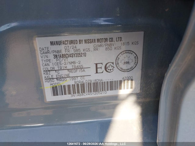 Продажа на аукционе авто 2025 Nissan Sentra, vin: 3N1AB8CV4SY205210, номер лота: 12641672