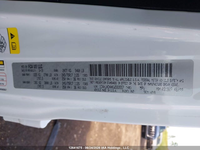 Aukcja sprzedaży 2019 Jeep Wrangler Unlimited Sport S 4x4, vin: 1C4HJXDNXKW593557, numer aukcji: 12641675
