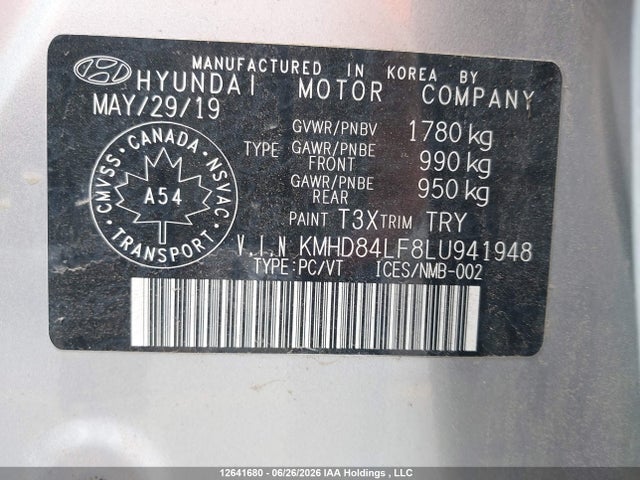 Hyundai Elantra 2020 KMHD84LF8LU941948 Image 19