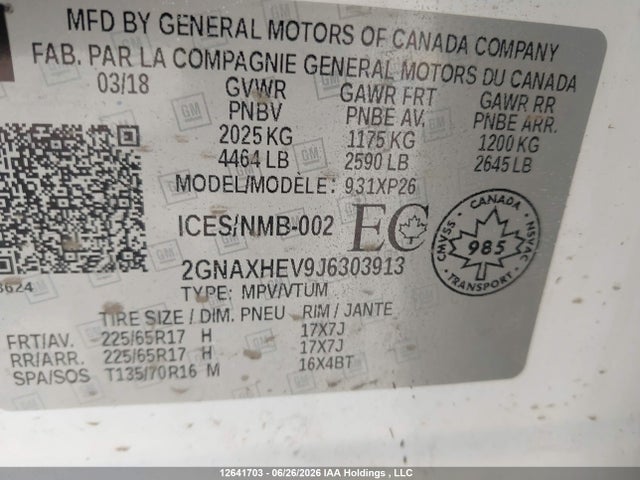 Chevrolet EQUINOX LS 2018 2GNAXHEV9J6303913 Image 9