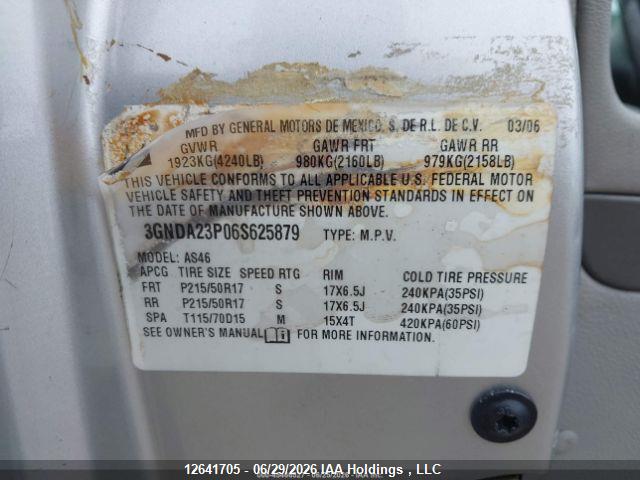 Aukcja sprzedaży 2006 Chevrolet Hhr Lt, vin: 3GNDA23P06S625879, numer aukcji: 12641705