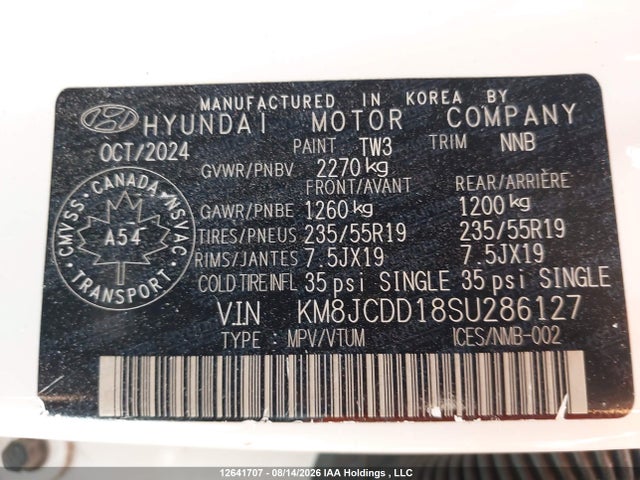 Продаж на аукціоні авто 2025 Hyundai Tucson Sel Convenience, vin: KM8JCDD18SU286127, номер лоту: 12641707