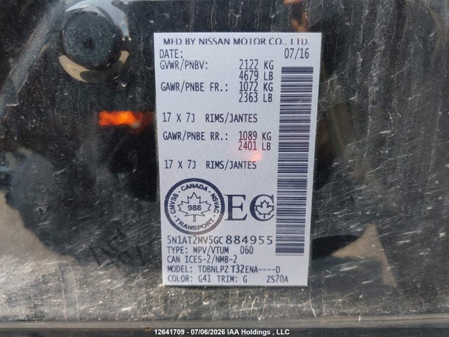 Nissan Rogue 2016 5N1AT2MV5GC884955 Image 18