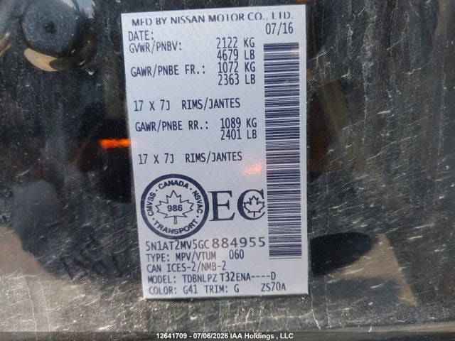 Nissan Rogue 2016 5N1AT2MV5GC884955 Image 9