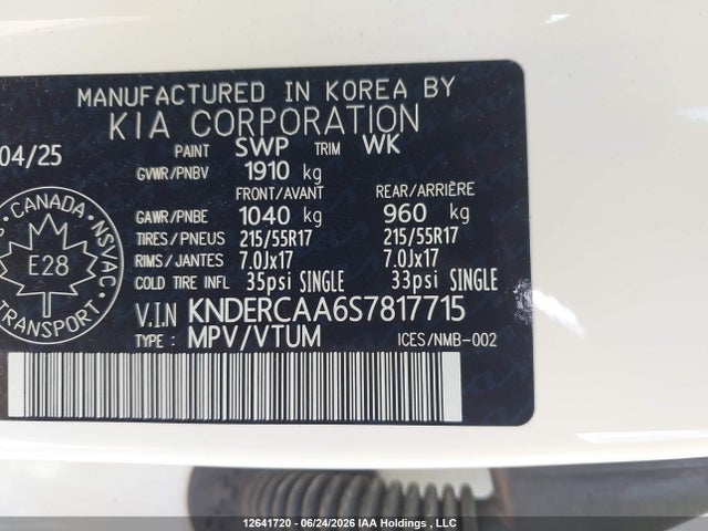 Продажа на аукционе авто 2025 Kia Seltos Ex Premium, vin: KNDERCAA6S7817715, номер лота: 12641720