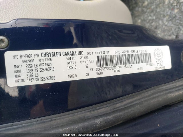 Aukcja sprzedaży 2012 Dodge Grand Caravan Se/sxt, vin: 2C4RDGBG4CR271202, numer aukcji: 12641724