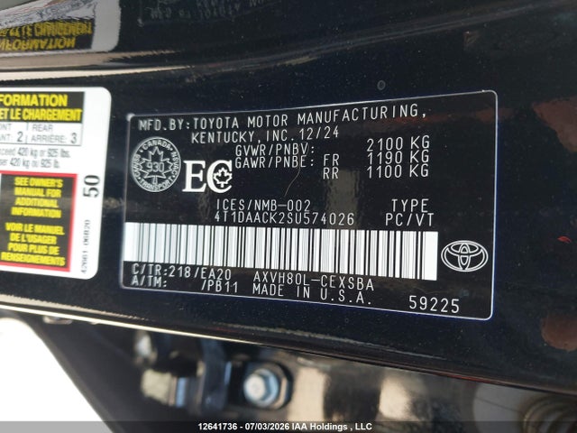 Toyota CAMRY SE 2025 4T1DAACK2SU574026 Image 9