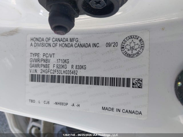 Honda Civic Lx 2020 2HGFC2F50LH035462 Image 9