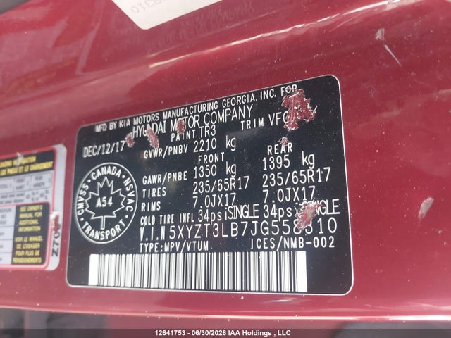 2018 Hyundai Santa Fe Sport 2.4 Base მანქანა იყიდება აუქციონზე, vin: 5XYZT3LB7JG558310, აუქციონის ნომერი: 12641753
