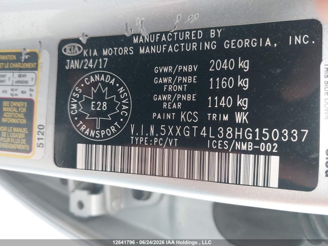 2017 Kia Optima Lx მანქანა იყიდება აუქციონზე, vin: 5XXGT4L38HG150337, აუქციონის ნომერი: 12641796