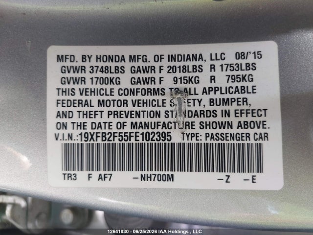 Honda CIVIC EX 2015 19XFB2F55FE102395 Image 9