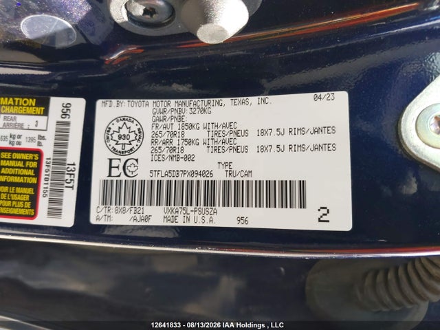 Toyota Tundra Sr 2023 5TFLA5DB7PX094026 Image 9