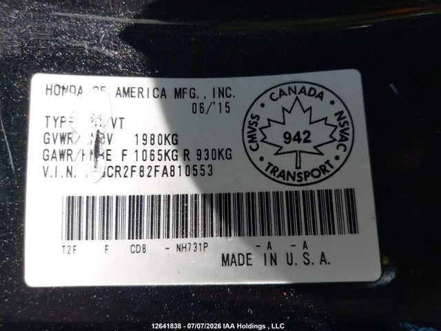 Honda Accord Ex-l 2015 1HGCR2F82FA810553 Image 18