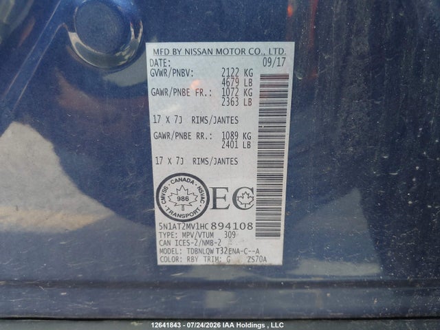 5N1AT2MV1HC894108 Nissan Rogue