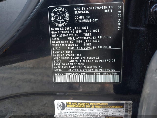 WVGDP9BPXED003852 Volkswagen Touareg 3.0 Tdi Comfortline/3.0 Tdi Execline/3.0 Tdi Highline