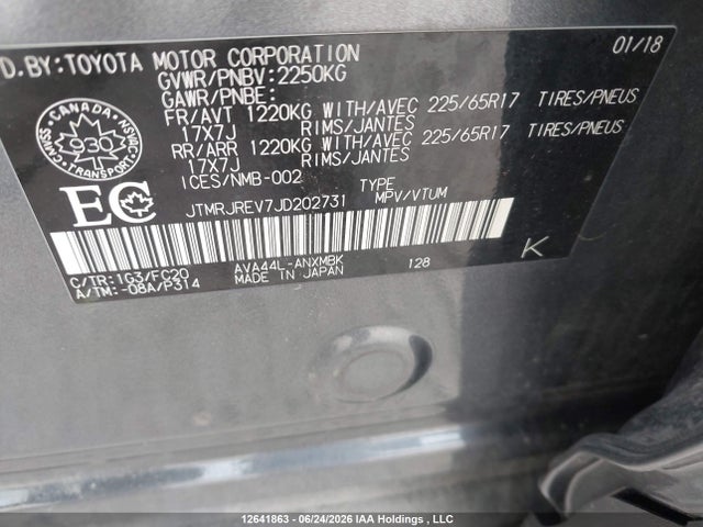 2018 Toyota Rav4 Hv Le Plus/xle მანქანა იყიდება აუქციონზე, vin: JTMRJREV7JD202731, აუქციონის ნომერი: 12641863
