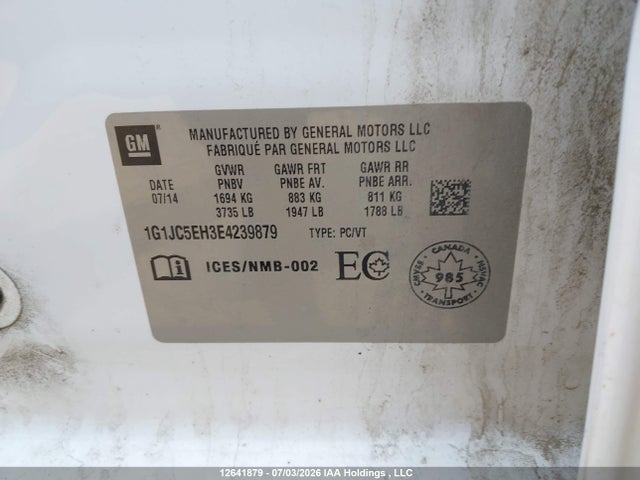 Chevrolet Sonic Lt Auto 2014 1G1JC5EH3E4239879 Image 9