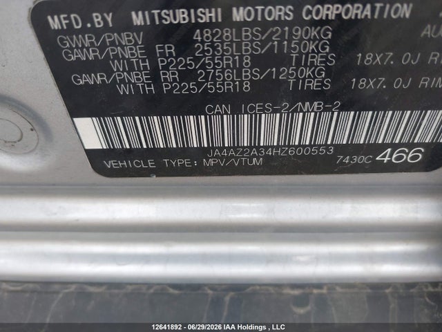 Mitsubishi Outlander Es 2017 JA4AZ2A34HZ600553 Image 9