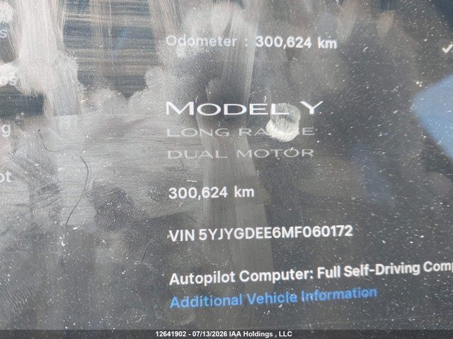 Tesla Model Y Long Range 2021 5YJYGDEE6MF060172 Image 15