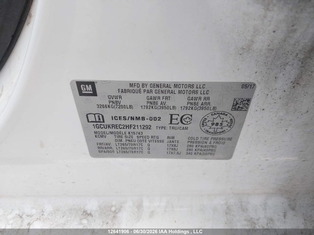 1GCUKREC2HF211292 Chevrolet Silverado K1500 Lt