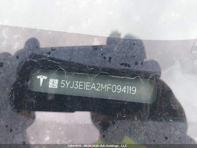 Auction sale of the 2021 Tesla Model 3 Standard Range/standard Range Plus, vin: 5YJ3E1EA2MF094119, lot number: 12641910