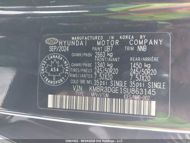 Продаж на аукціоні авто 2025 Hyundai Palisade Xrt, vin: KM8R3DGE1SU863145, номер лоту: 12641922