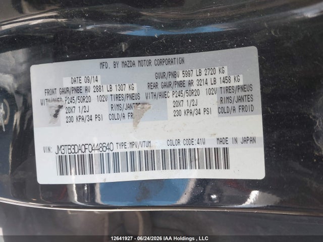 Mazda Cx-9 Gt 2015 JM3TB3DA0F0448640 Image 9