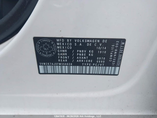 3VW2K7AJXFM356638 Volkswagen JETTA S