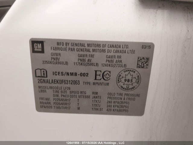 Chevrolet EQUINOX LS 2015 2GNALAEK0F6312063 Image 20