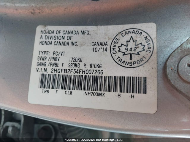 Honda CIVIC EX 2015 2HGFB2F54FH007266 Image 9