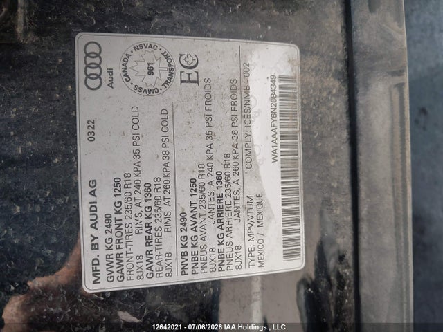 WA1AAAFY6N2084349 Audi Q5 45 Komfort