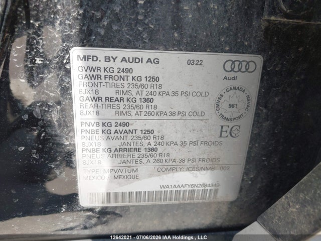 WA1AAAFY6N2084349 Audi Q5 45 Komfort