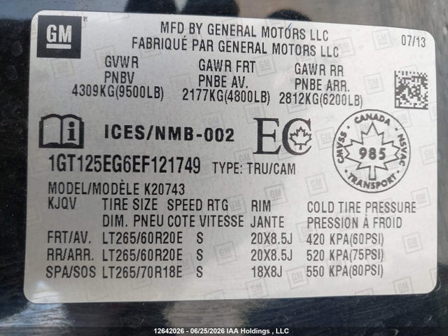 Продажа на аукционе авто 2014 Gmc Sierra 2500hd Denali, vin: 1GT125EG6EF121749, номер лота: 12642026