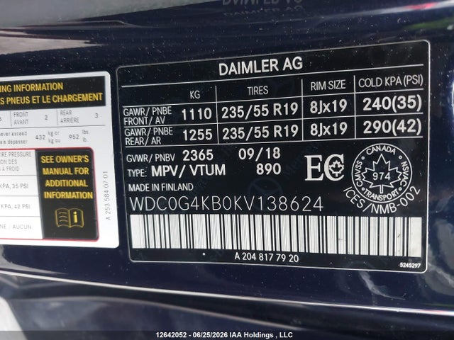 Продажа на аукционе авто 2019 Mercedes-benz Glc 300 4matic, vin: WDC0G4KB0KV138624, номер лота: 12642052