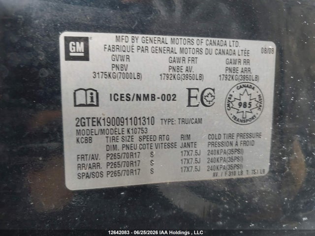 Продажа на аукционе авто 2009 Gmc Sierra 1500 Sle/slt/wt, vin: 2GTEK190091101310, номер лота: 12642083