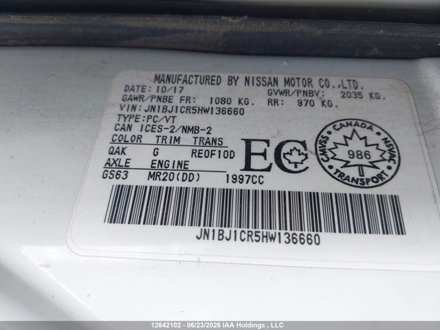Aukcja sprzedaży 2017 Nissan Rogue Sport S/sv/sl, vin: JN1BJ1CR5HW136660, numer aukcji: 12642102