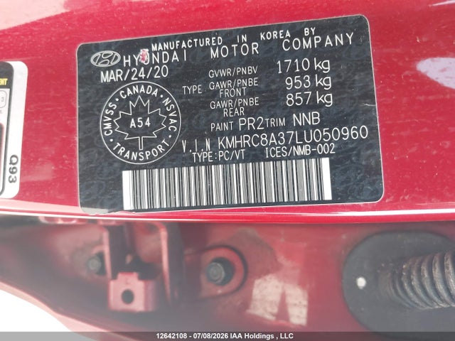 Продажа на аукционе авто 2020 Hyundai Venue Sel/denim, vin: KMHRC8A37LU050960, номер лота: 12642108