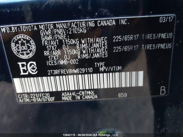 Toyota Rav4 Xle 2017 2T3RFREV8HW629110 Image 9