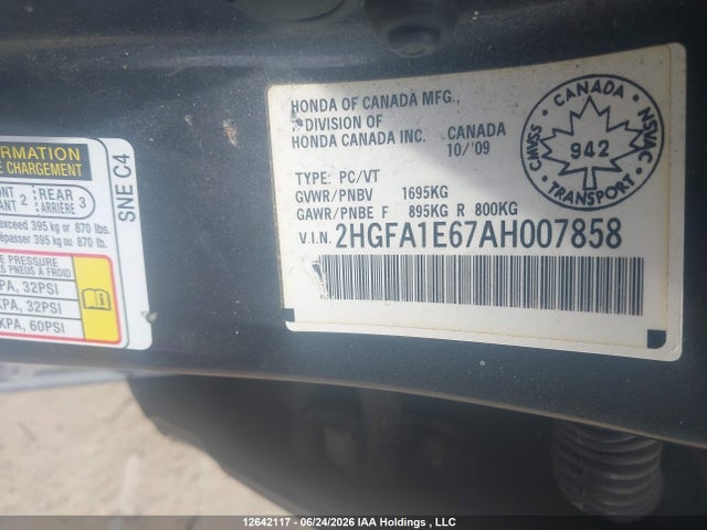 Продаж на аукціоні авто 2010 Honda Civic, vin: 2HGFA1E67AH007858, номер лоту: 12642117