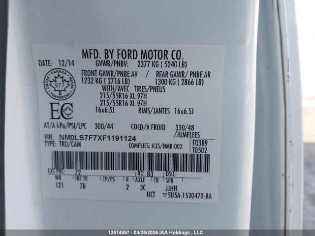 Ford Transit Connect Xlt 2015 NM0LS7F7XF1191124 Image 16