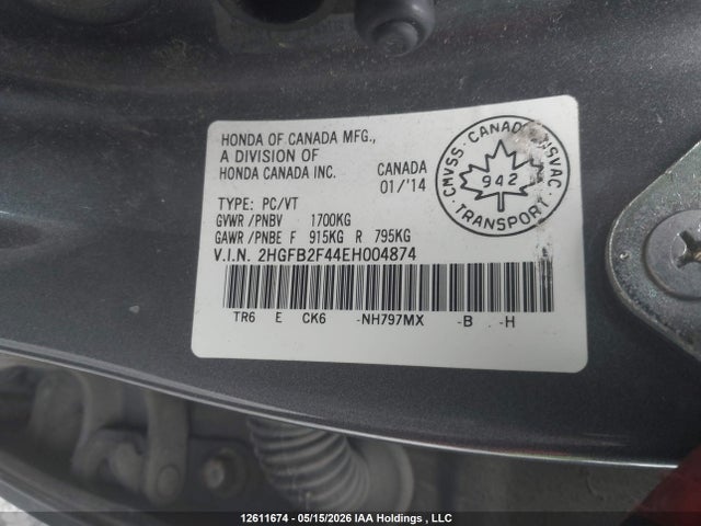 Honda Civic Lx 2014 2HGFB2F44EH004874 Image 9