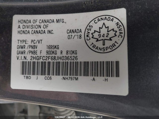 Honda CIVIC SE 2018 2HGFC2F68JH036526 Image 17