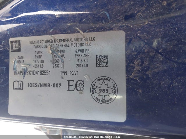 12618934 :رقم المزاد ، 1G4PP5SK1D4182551 vin ، 2013 Buick Verano مزاد بيع