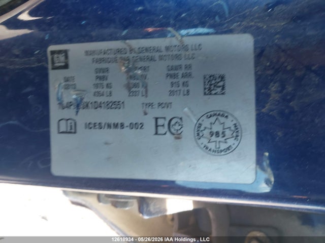 12618934 :رقم المزاد ، 1G4PP5SK1D4182551 vin ، 2013 Buick Verano مزاد بيع
