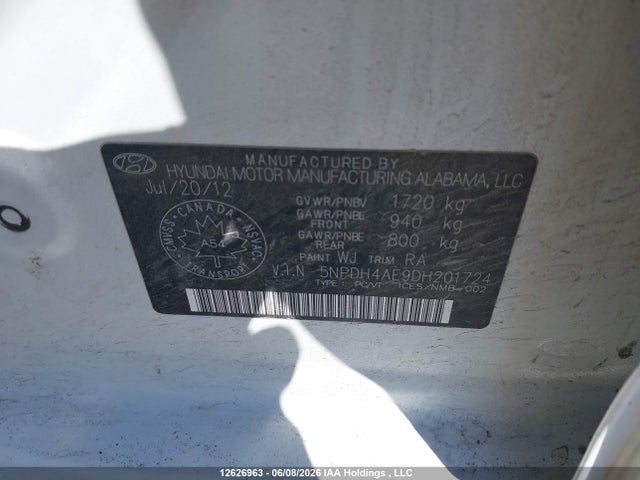 2013 Hyundai Elantra Gl მანქანა იყიდება აუქციონზე, vin: 5NPDH4AE9DH201724, აუქციონის ნომერი: 12626963