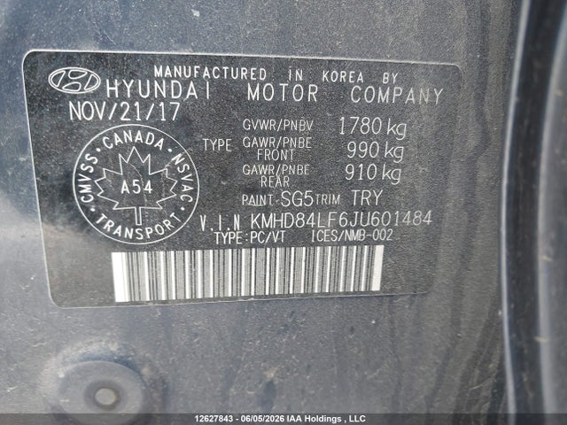 Aukcja sprzedaży 2018 Hyundai Elantra Gl, vin: KMHD84LF6JU601484, numer aukcji: 12627843