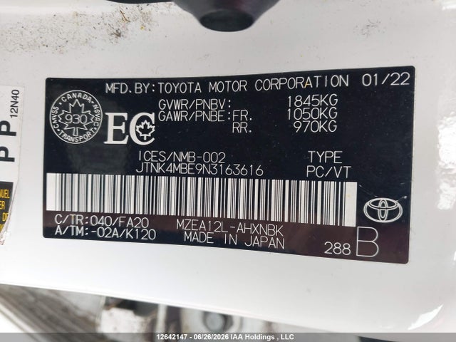 Toyota COROLLA SE 2022 JTNK4MBE9N3163616 Image 18