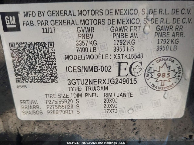 GMC Sierra 1500 Classic Sl/sle/slt/sle Hybrid 2018 3GTU2NERXJG249015 Image 19